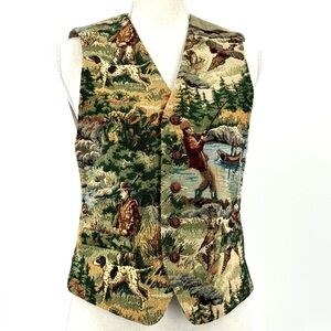 90s VTG-USA FI Fishing & Hunting Bird-Dog Tapestry Vest